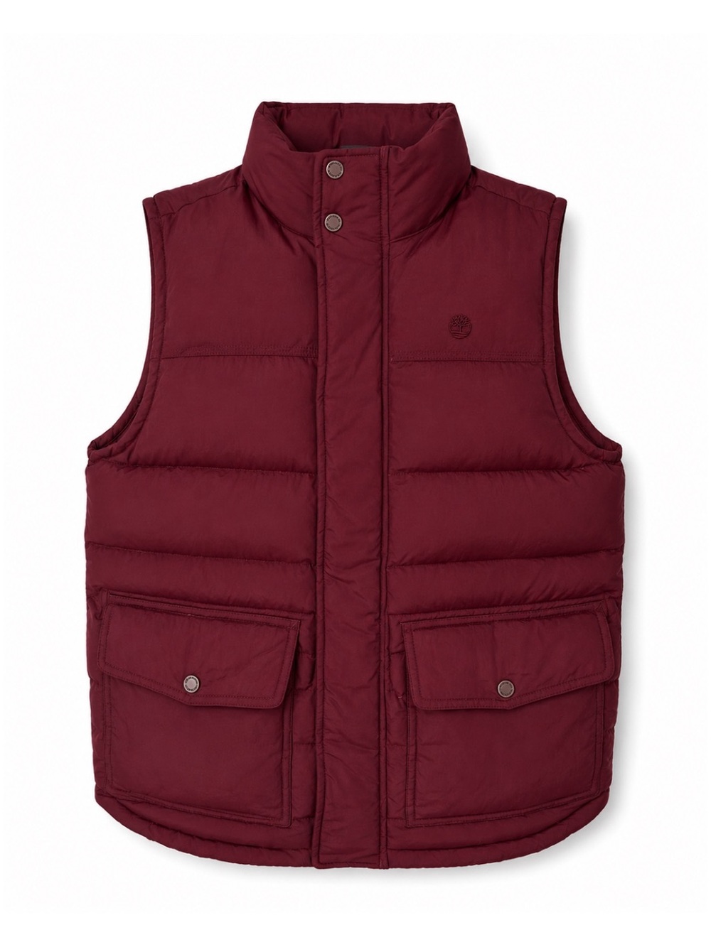 Timberland Maroon Zip Up Snap Closure Puffer Vest Mens Size M